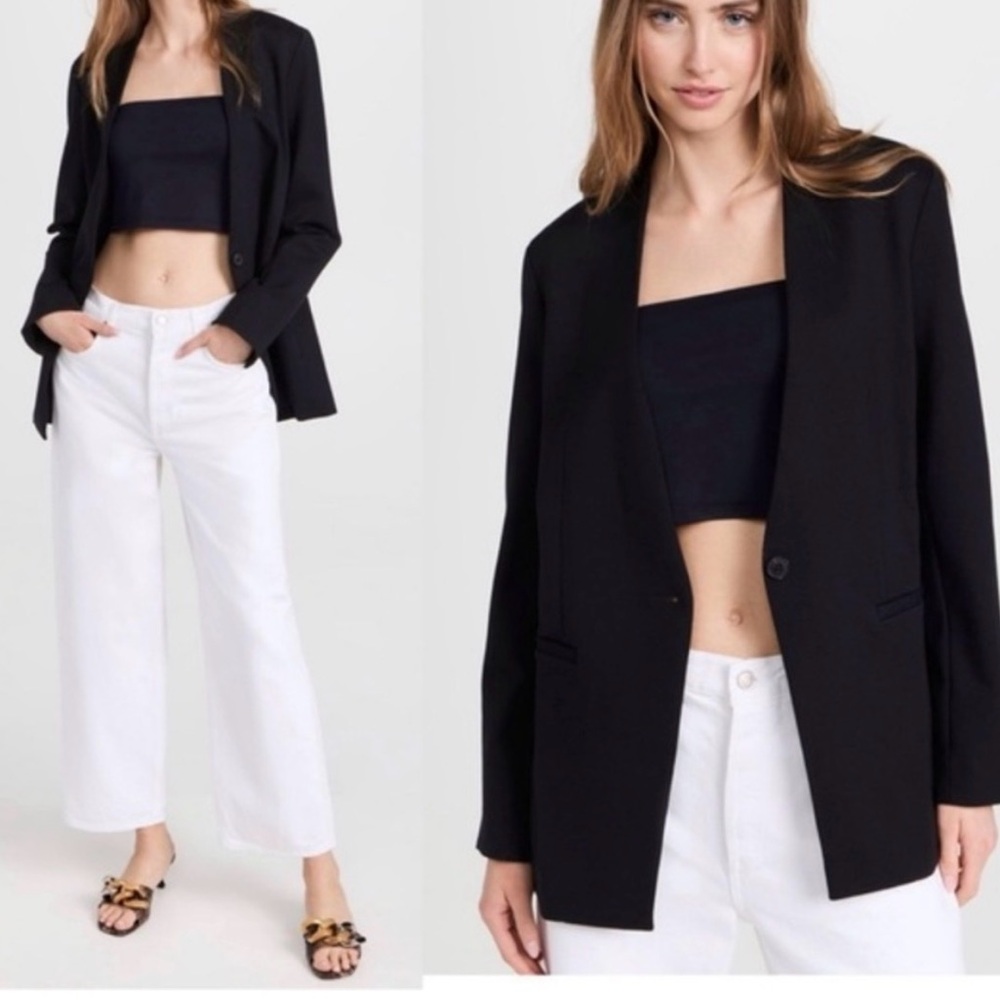 Spanx perfect oversize collarless black blazer
